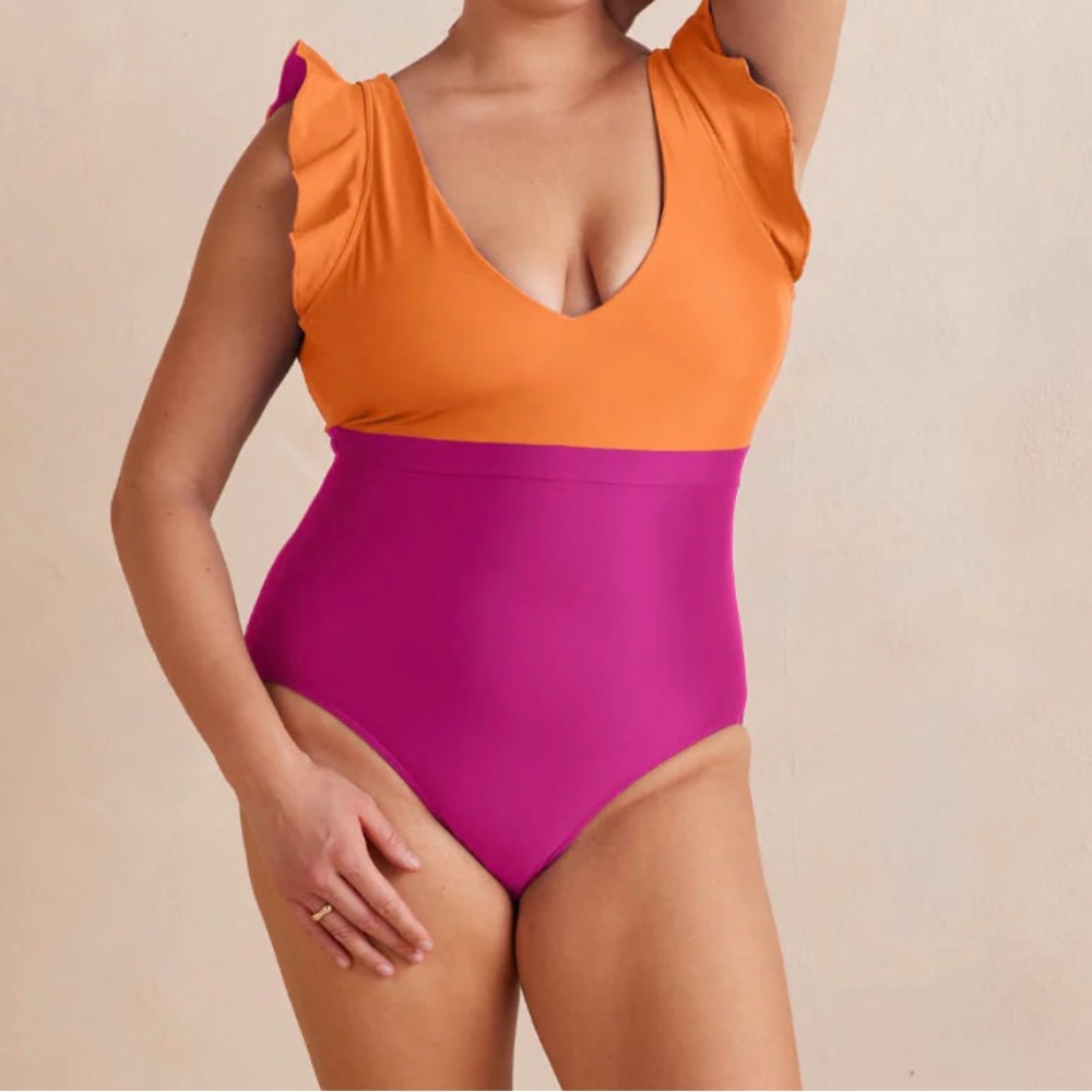 Summersalt “The Ruffle” Backflip swimsuit size 20 NWT in “hibiscus & tangerine”